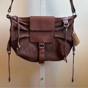 We The Free Silvie Studded Sling Bag Cognac Brown Suede